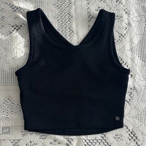 Roxy Black Ribbed Cropped Tank